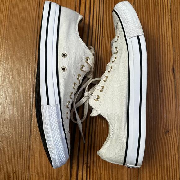 Converse All Star cream metallic toe low top sneakers SIZE 11 - Picture 4 of 7